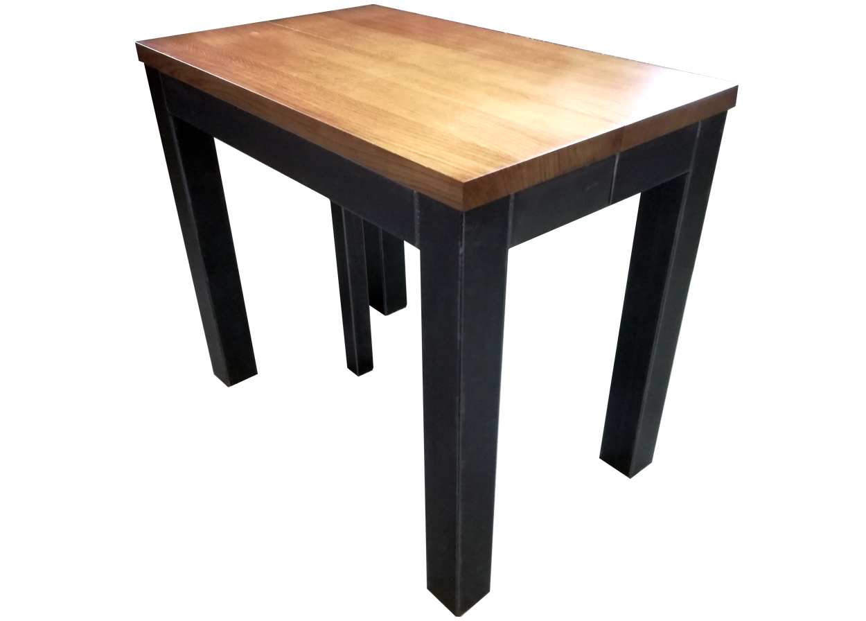 Table console - INDUSTRIEL métal - Extensible allonges - bois de chène massif