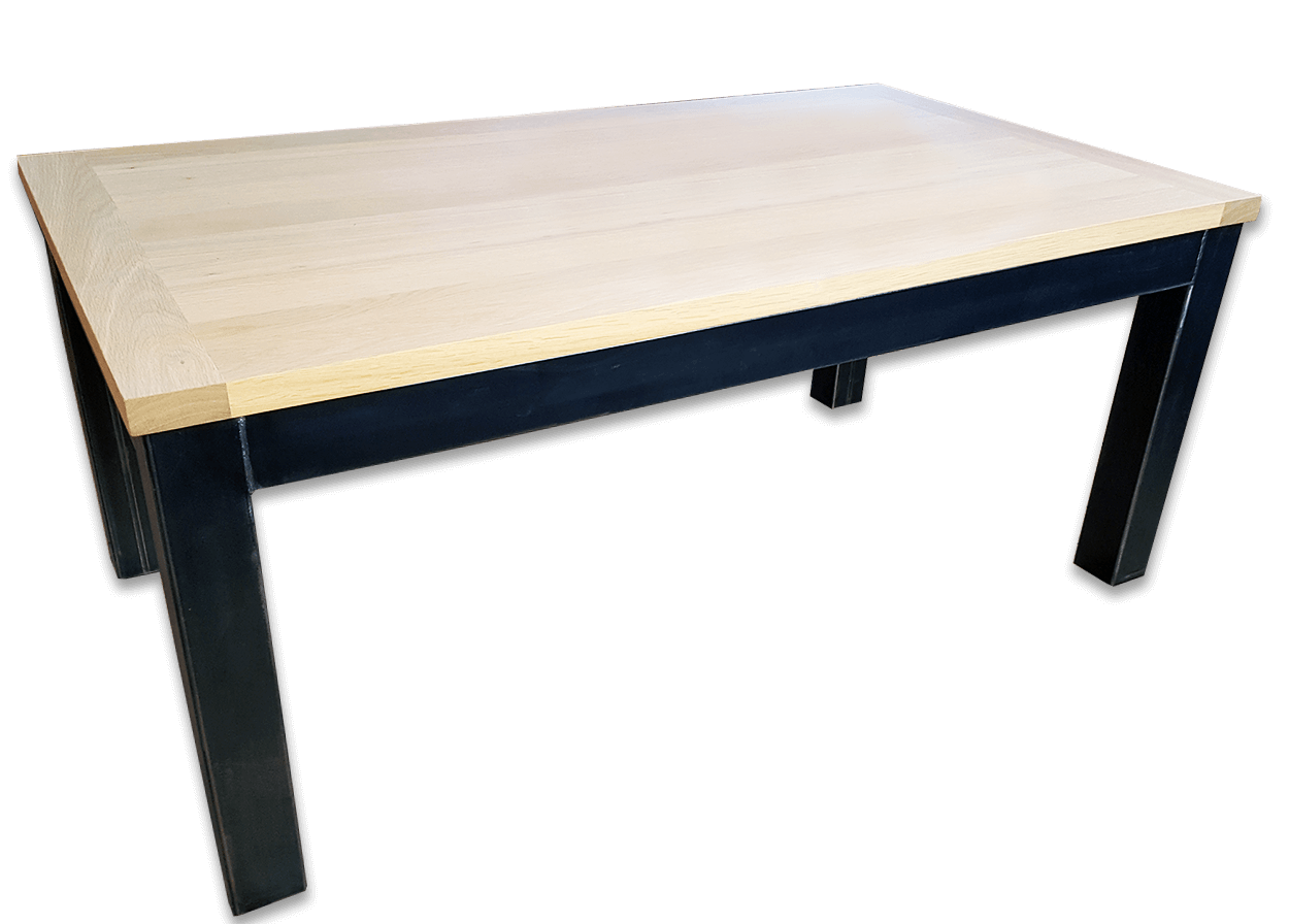 Table fixe INDUSTRIEL METAL - bois de chêne massif