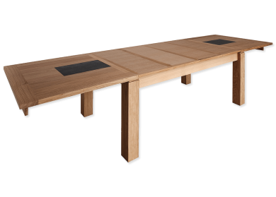 Table à allonges CALI Rectangulaire - bois de chêne massif Etendue