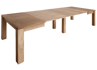 Table à allonges CALI Carrée - bois de chêne massif Etendue