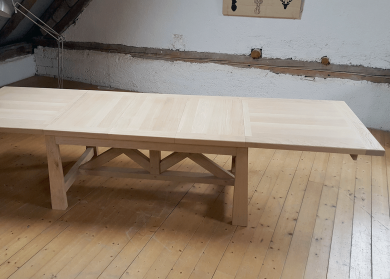 Table  à allonges CHARPENTIER - bois de chêne massif Etendue