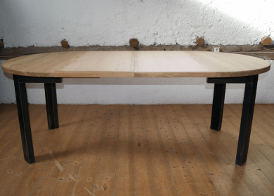 Table à allonges - LOFT FER RONDE- bois de chêne massif Etendue