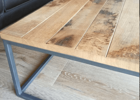 table-basse-indus-careee-vieux-bois-massif-salon Detail